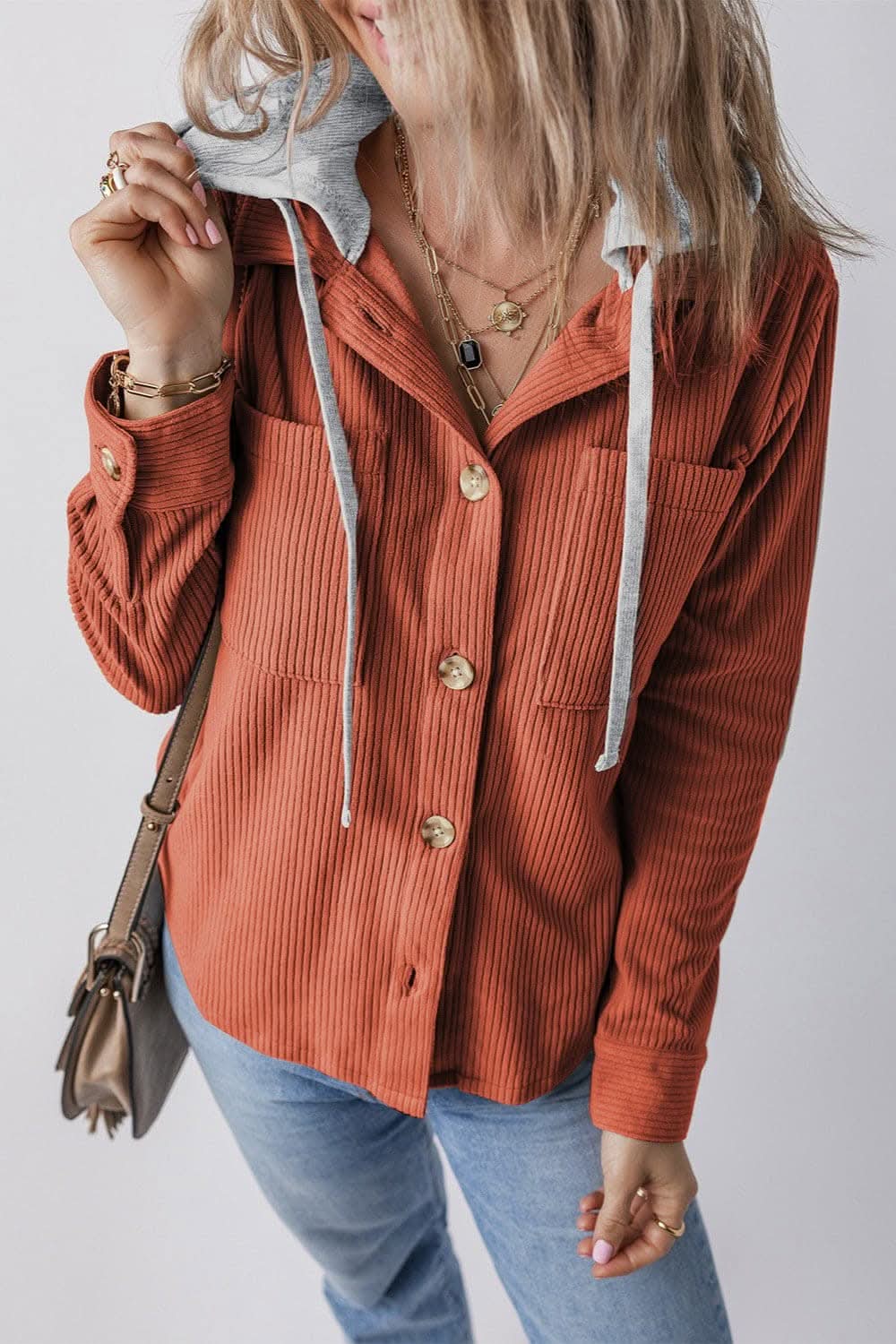 Hooded drawstring jacket with pockets - Love Salve